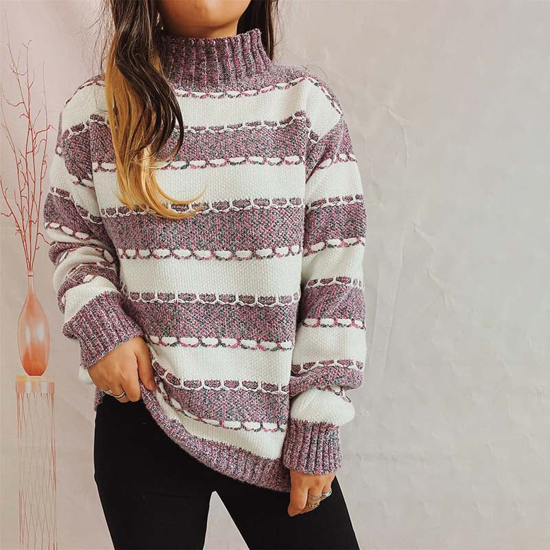 Pull en tricot rayé Femme moderne