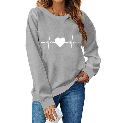 Sweat-shirt pour femme avec motif cœur tendance