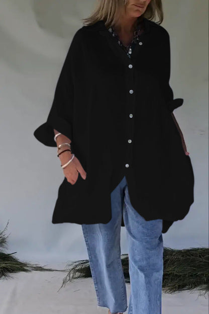 Chemisier femme oversize décontracté à boutons-pression