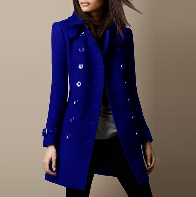 Manteau mi-long à double boutonnage pour femme