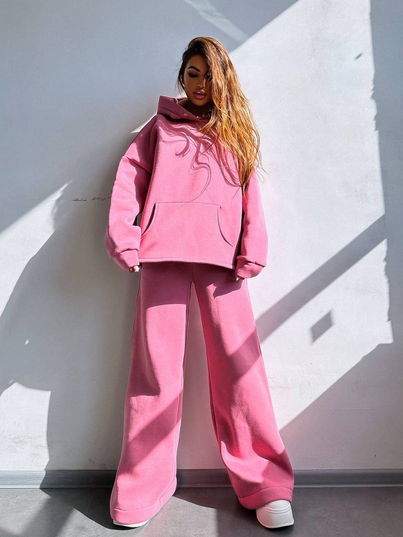 Ensemble Sweat à capuche oversize et jogging large femme