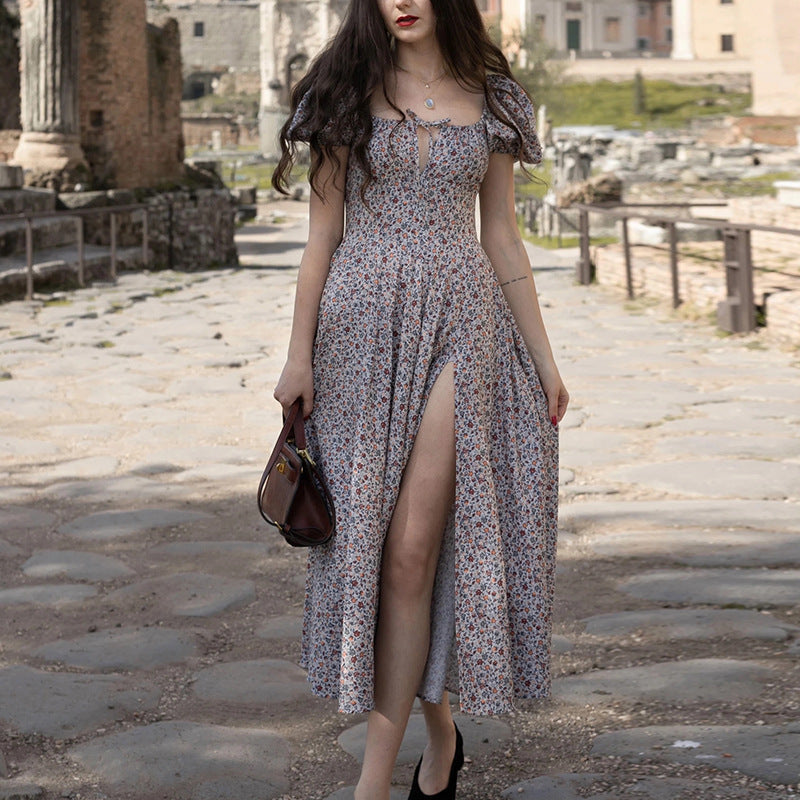 Robe longue d'été pour femme, motif floral élégant