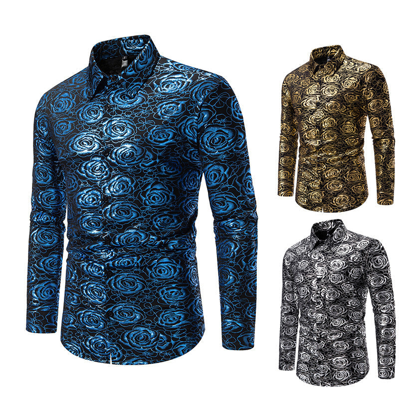 Herren Langarmhemd Floral Gold-Eleganz - IdealeKleiden