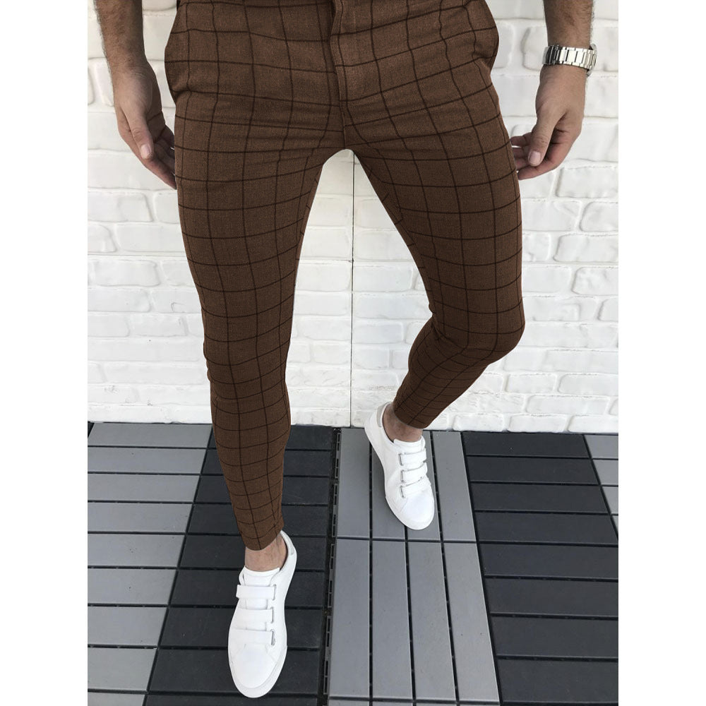 Pantalon de costume homme slim carreaux moderne