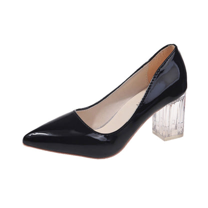 Escarpins à talons hauts avec talon transparent et bout pointu pour femmes