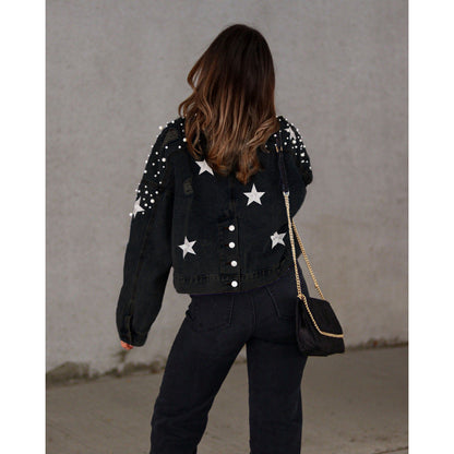 Veste en jean oversize pour femme avec des applications sympas