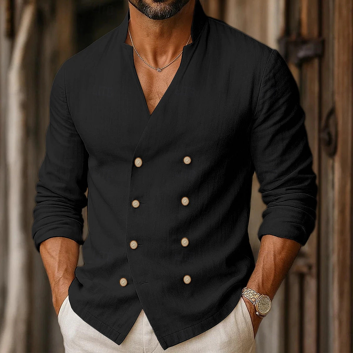 Chemise homme, double boutonnage, style élégant