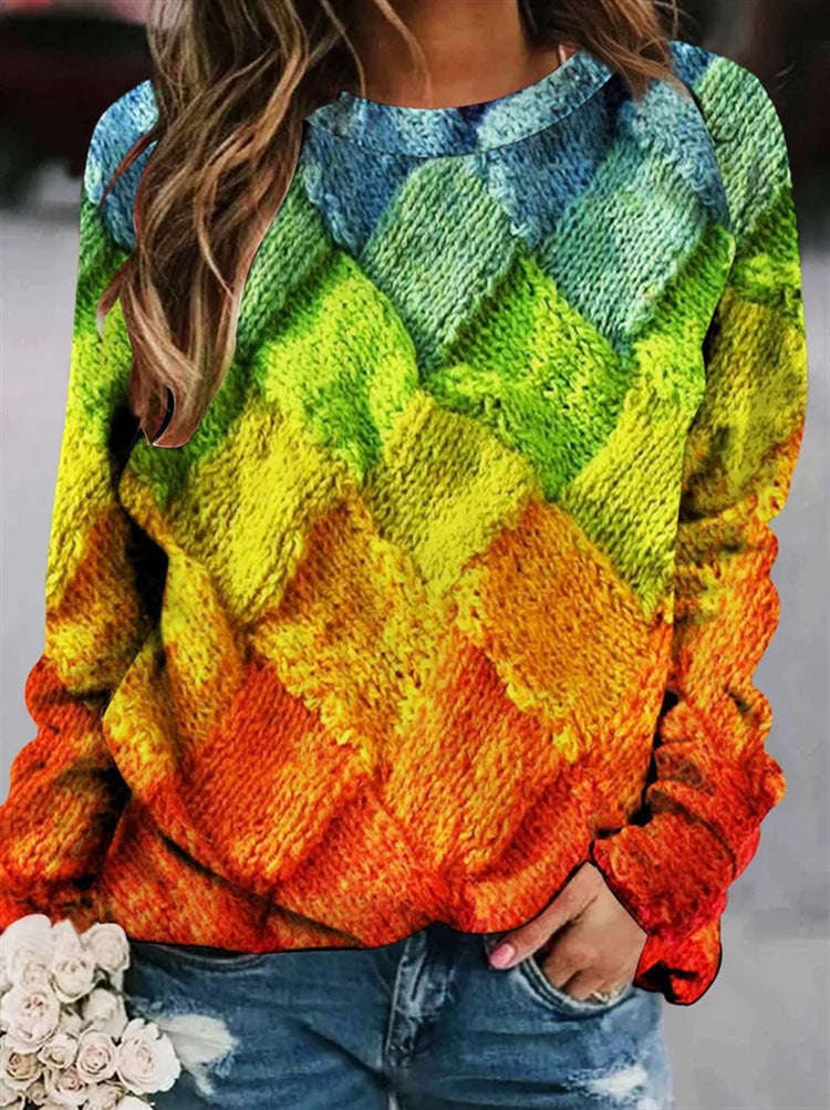 Pulls stylés en laine imprimée