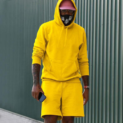 Ensemble de sport pour hommes, sweat à capuche, short, confortable