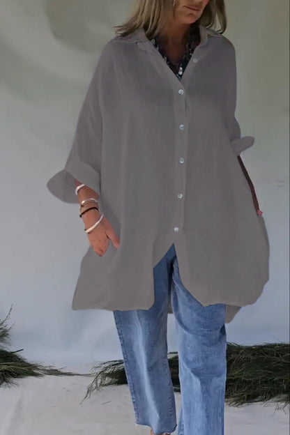 Chemisier femme oversize décontracté à boutons-pression