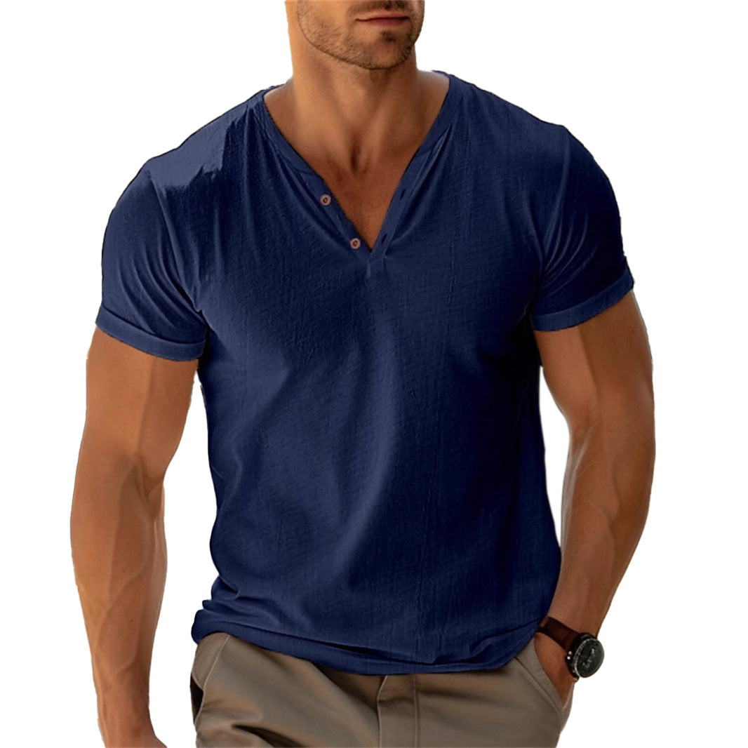 T-shirt Henley léger pour hommes Confortable Respirant