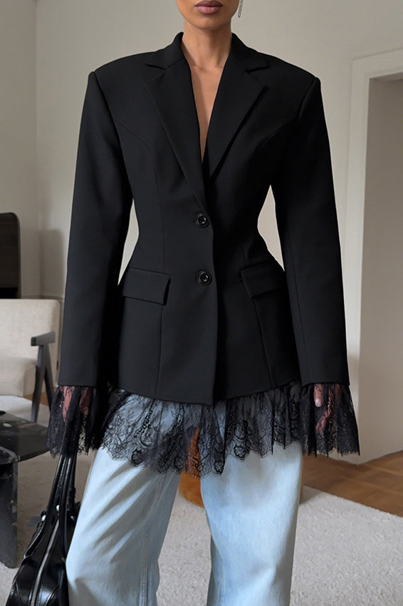 Robe élégante femme patchwork dentelle taille