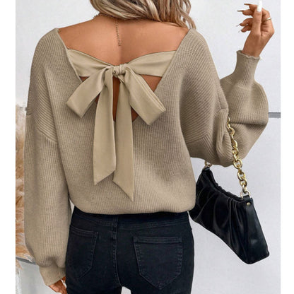Pull pour femme avec encolure à nœud chic