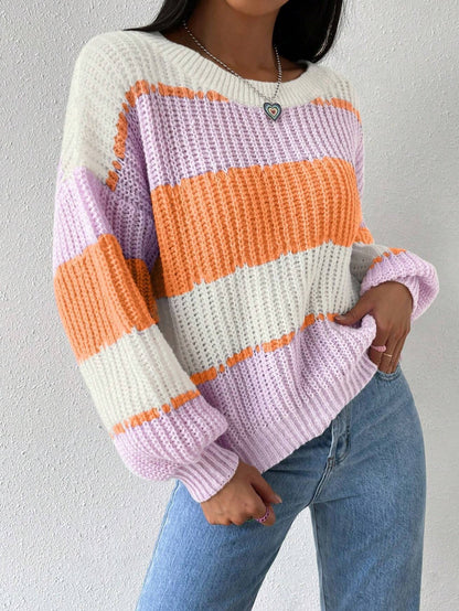 Grand pull en tricot grande taille à manches longues