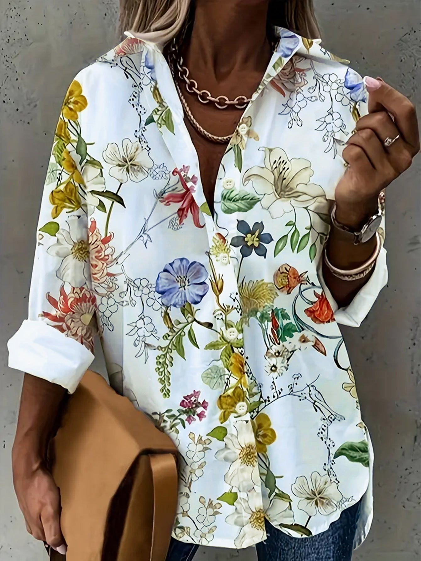 Chemisier Femme Élégant Imprimé Floral Confortable