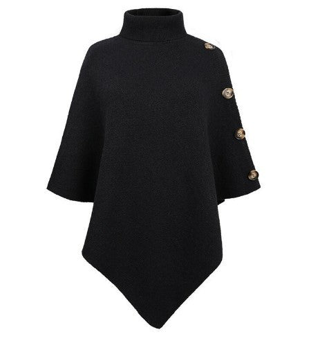 Poncho en tricot moderne pour femme avec boutons
