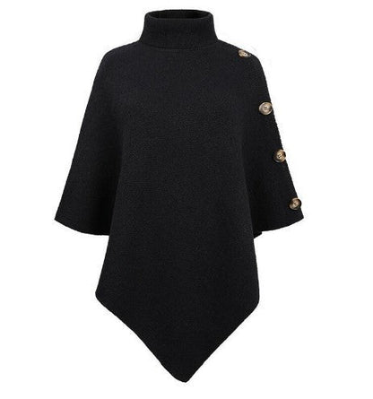 Poncho en tricot moderne pour femme avec boutons