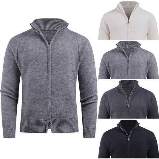 Herren Strickjacke Modern Reißverschluss Hochkragen - IdealeKleiden
