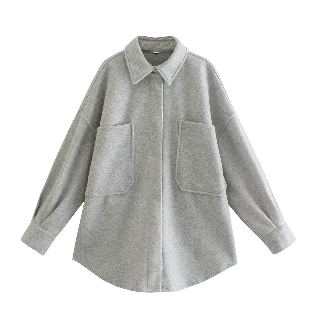 Veste en laine oversize femme avec poches et design chic