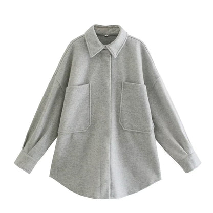 Veste en laine oversize femme avec poches et design chic