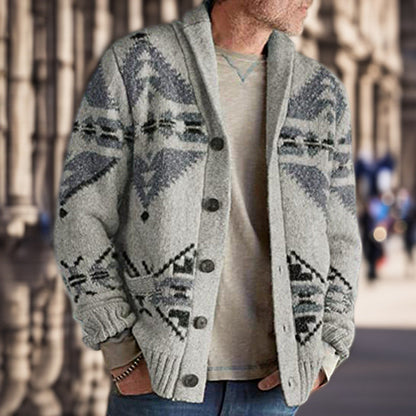 Cardigan Homme Motif Géométrique Doublure Douce