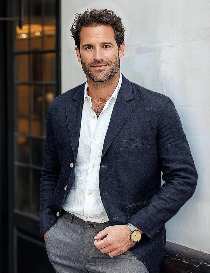 Blazer en lin pour homme, coupe moderne et ajustée, idéal pour l&