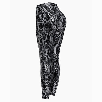 Legging de sport femme motif serpent taille haute