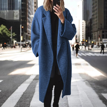 Manteau en laine oversize élégant avec grandes poches pour femmes