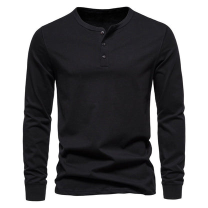 Haut à manches longues pour homme, moderne, boutonné, élégant