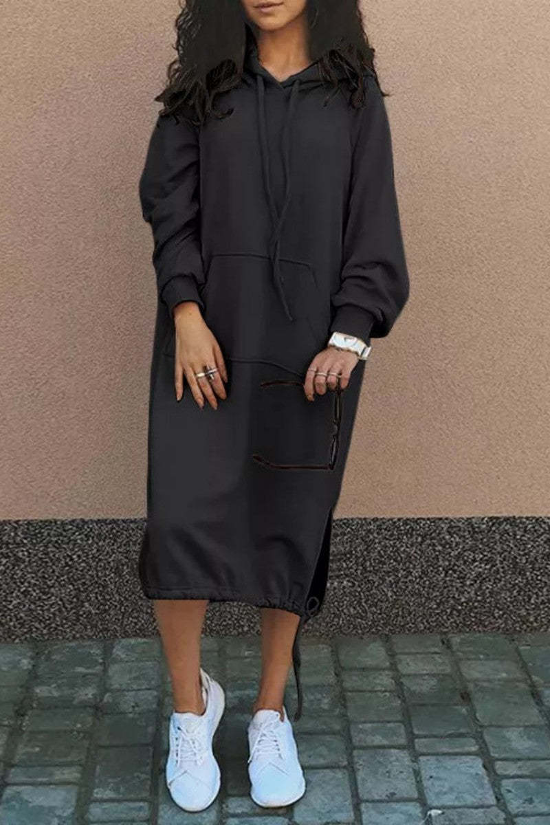 Robe-sweat à capuche femme décontractée et confortable avec poches