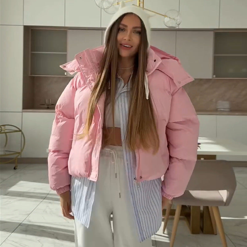 Damen Steppjacke Warm Kapuze Winterjacke - IdealeKleiden
