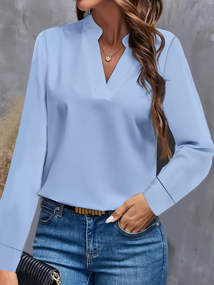 Chemisier élégant pour femme Col montant Manches longues