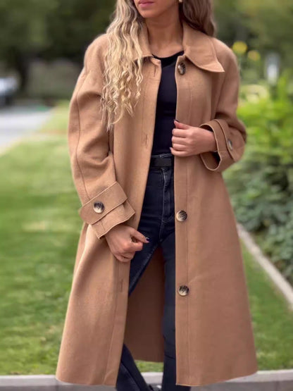 Manteau femme élégant Coupe longue Ample Fermeture boutonnée
