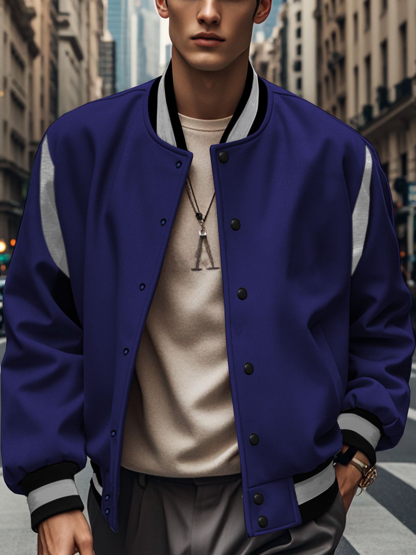 Blouson aviateur homme Sportif Moderne Manches contrastantes
