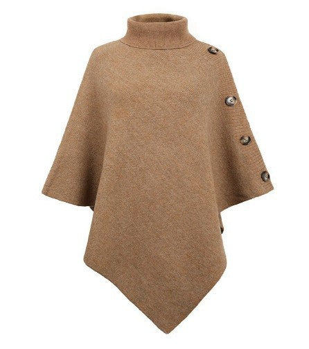 Poncho en tricot moderne pour femme avec boutons