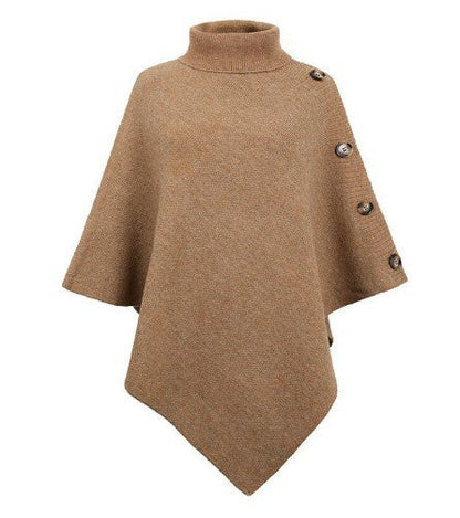 Poncho en tricot moderne pour femme avec boutons