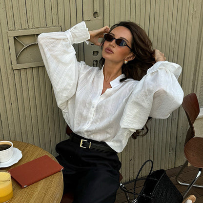 Blouse femme élégante à manches volumineuses