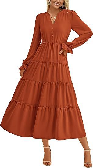 Robe longue élégante pour femme à manches volumineuses