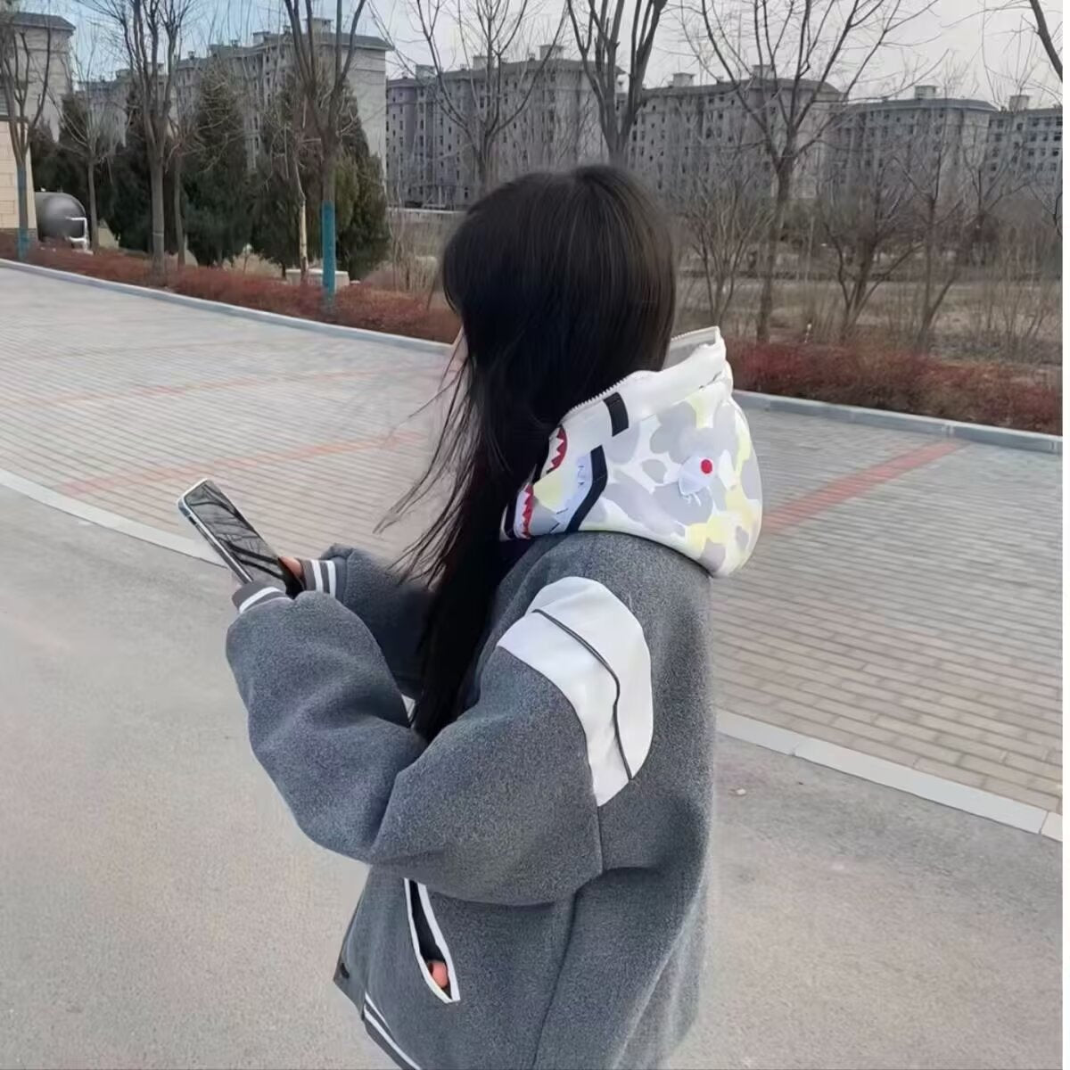 Veste universitaire rétro décontractée rayée sportive