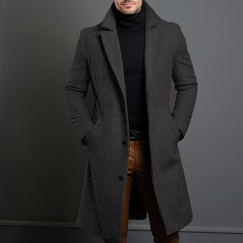 Trench-coat classique femme ajusté mélange de laine mi-long