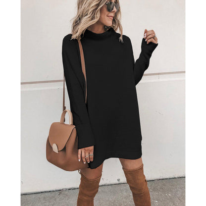 Robe Col Roulé Oversize Femme Manches Longues Confortable