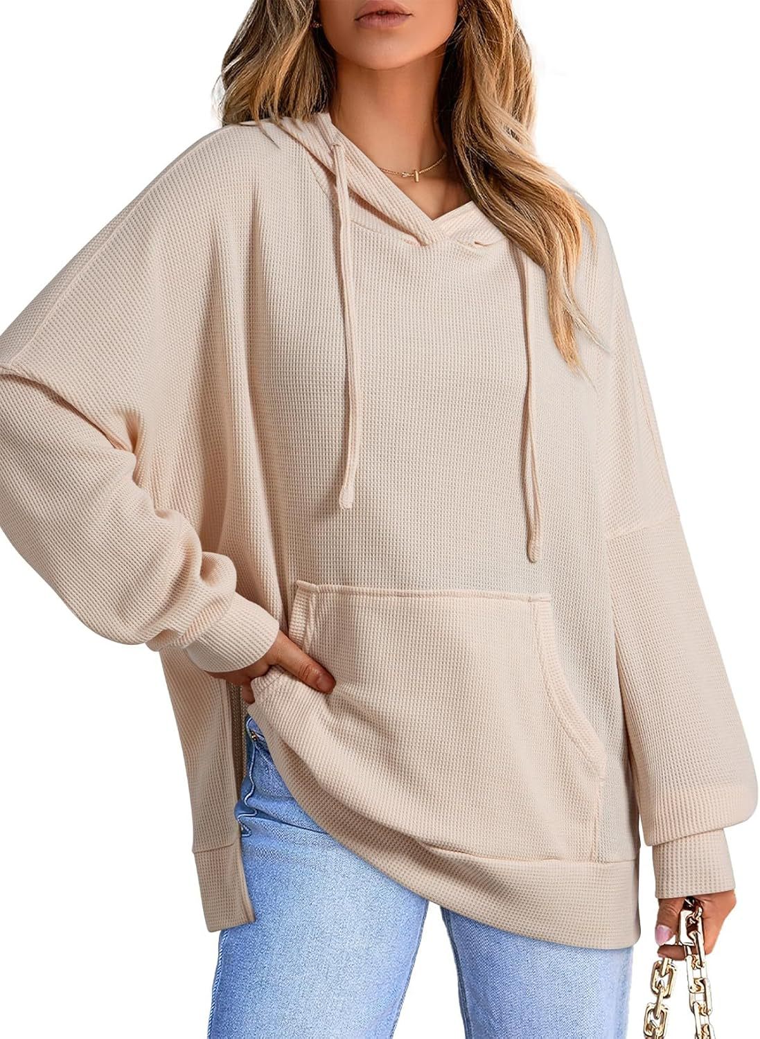 Pull-over oversize à capuche pour femme, coupe ample