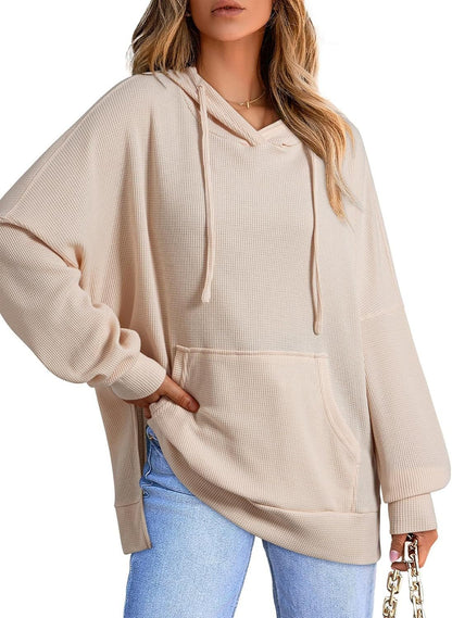 Pull-over oversize à capuche pour femme, coupe ample
