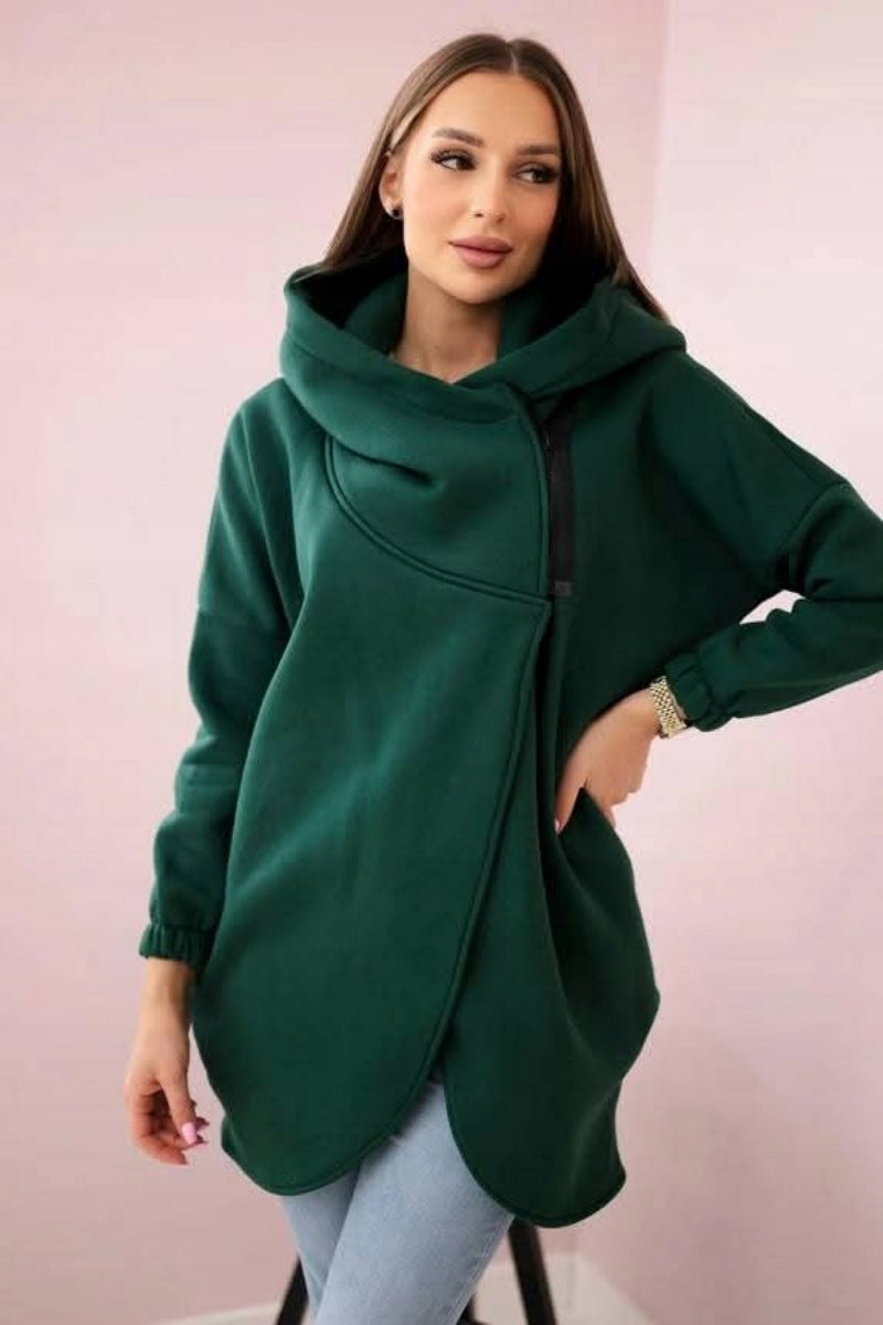 Veste sweat élégante Fermeture éclair asymétrique
