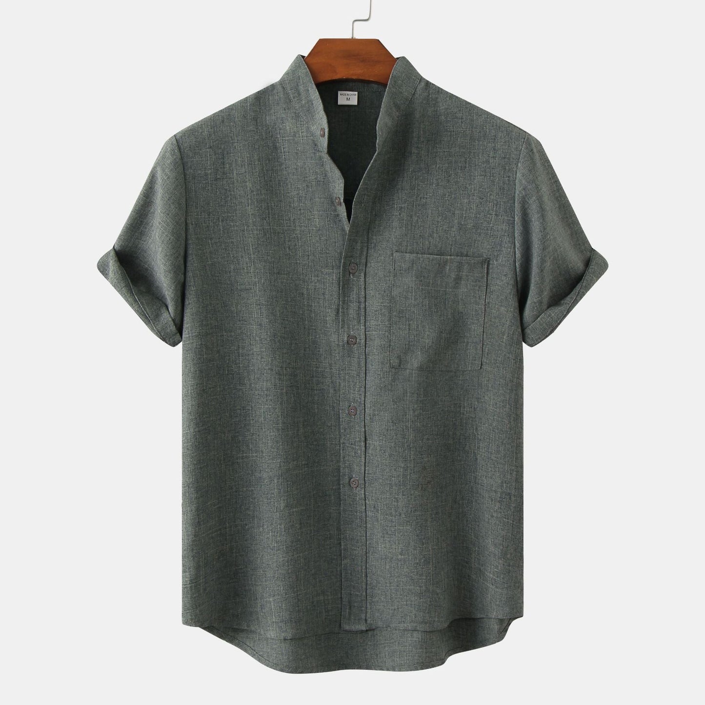 Chemise homme manches courtes col mao moderne