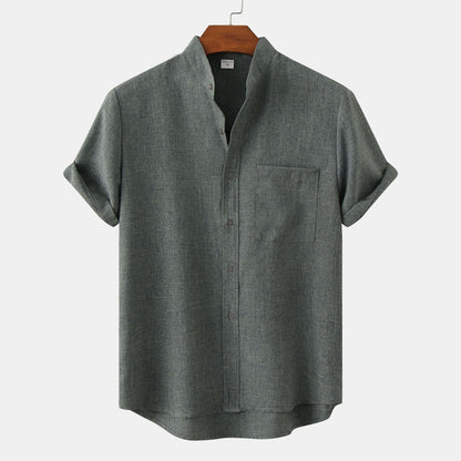 Chemise homme manches courtes col mao moderne
