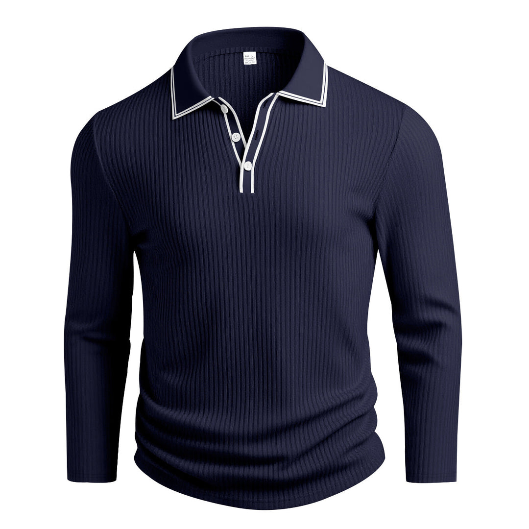 Polo à manches longues élégant homme texturé