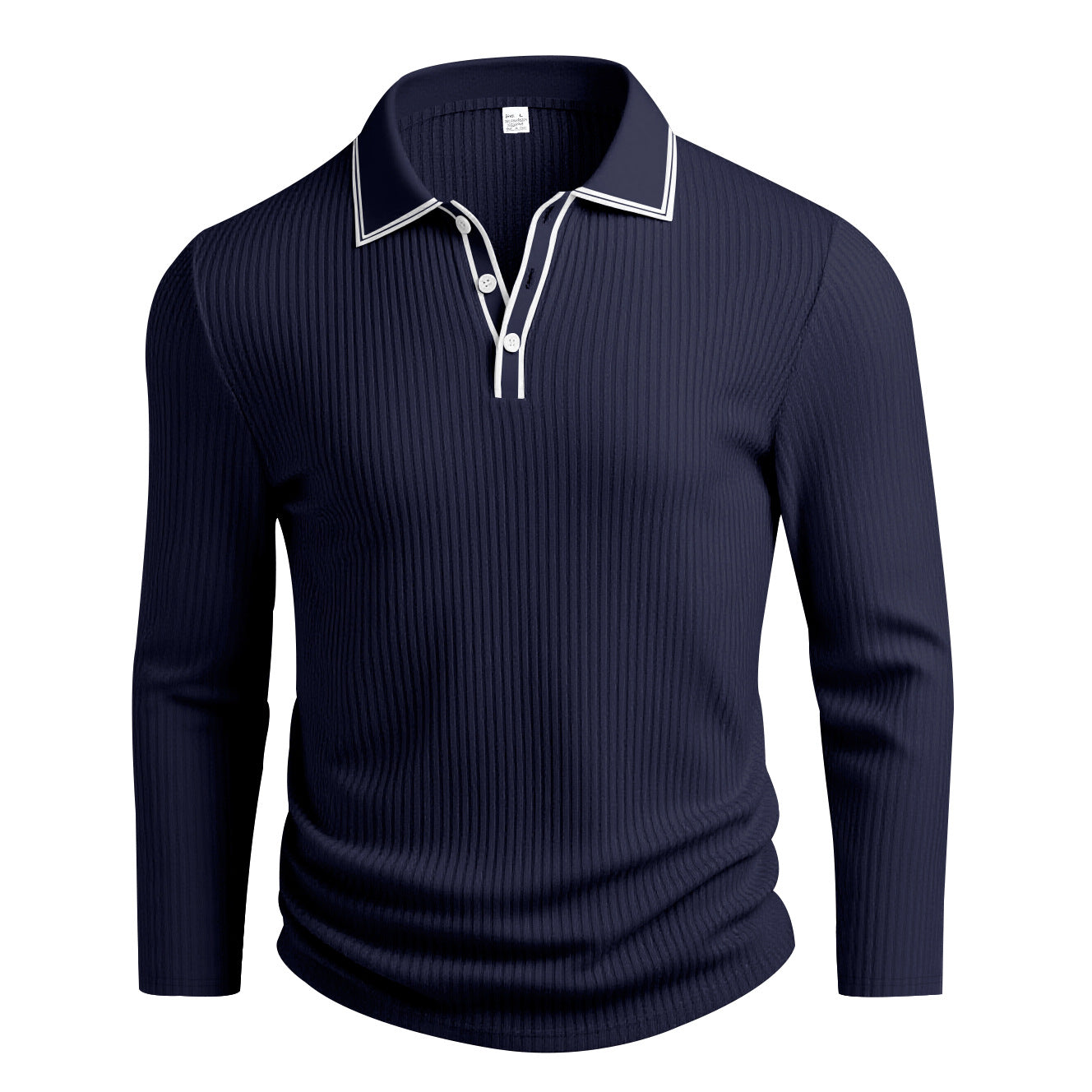 Polo à manches longues élégant homme texturé