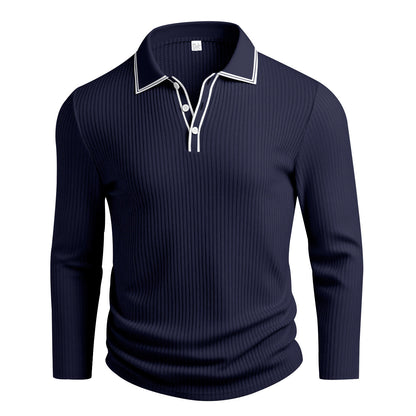 Polo à manches longues élégant homme texturé