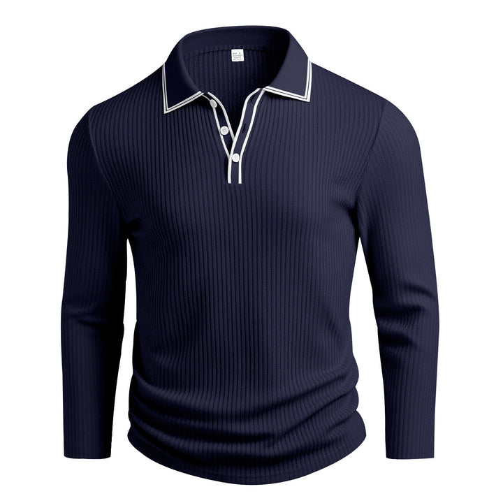 Polo à manches longues élégant homme texturé